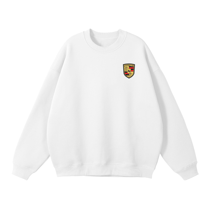 "CORSCHE" P-CAR BADGE CREWNECK FLEECE WHITE